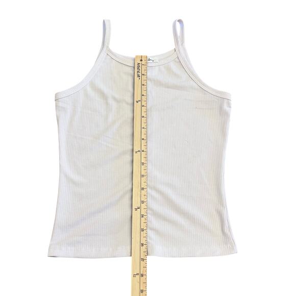 TANK TOP WOMENS WHITE FULL FRONT ZIPPER RIBBED SEXY SUMMER TOP - Picture 5 of 8